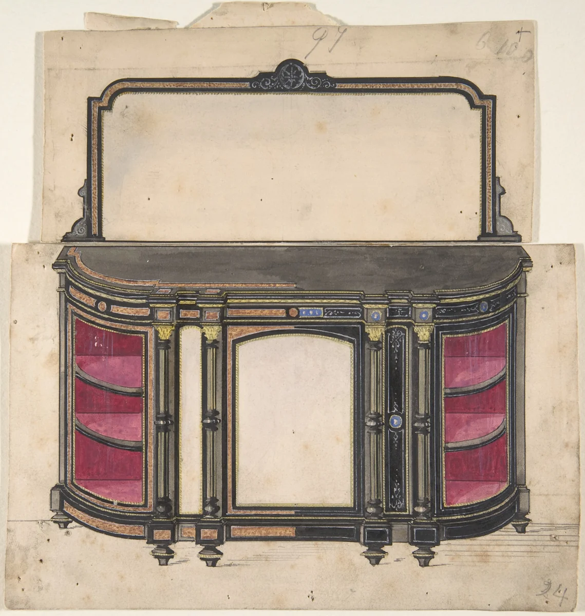 Cabinet Design by anonymous, drawing, 1800-1900