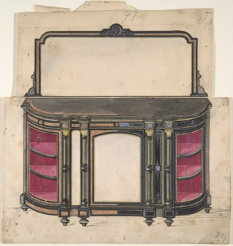 Cabinet Design by anonymous, drawing, 1800-1900