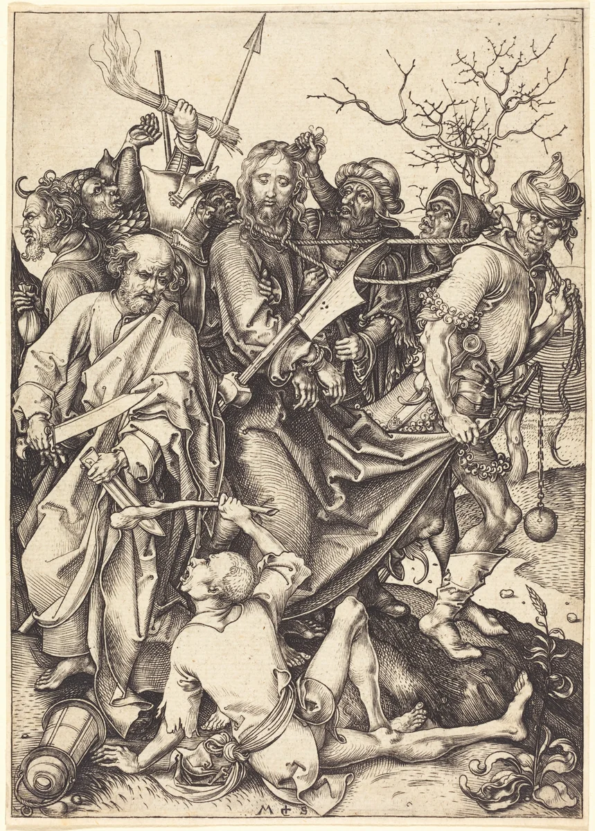 The Betrayal and Capture of Christ by Martin Schongauer, print, 1480