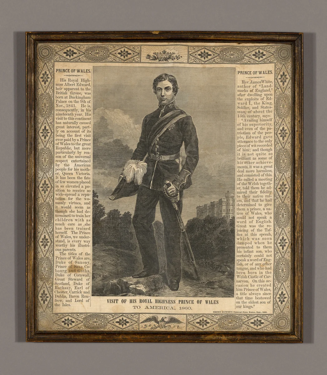 Souvenir Handkerchief Commemorating "Visit of His Royal Highness Prince of Wales to America, 1860" by United States, textile, 1860