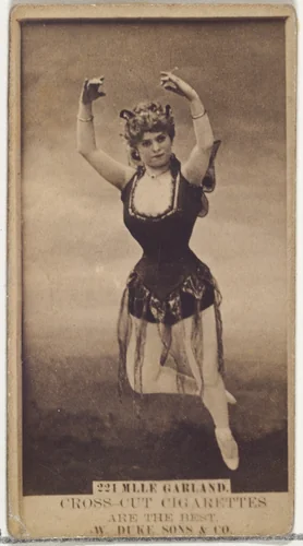 Card Number 221, Mlle. Garland, from the Actors and Actresses series (N145-3) issued by Duke Sons & Co. to promote Cross Cut Cigarettes by W. Duke, Sons & Co., photograph, 1880-1889