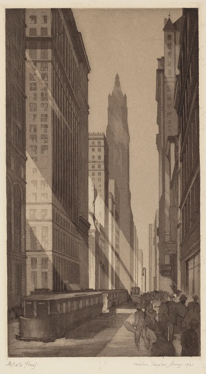 Downtown, New York by John Taylor Arms, print, 1921