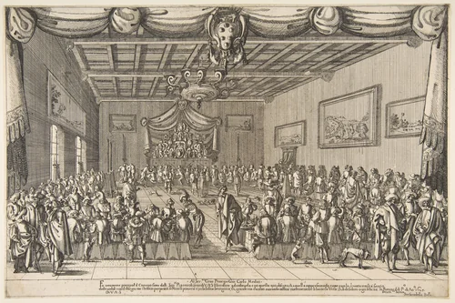 Banquet of the Piacevoli by Stefano della Bella, print, 1627