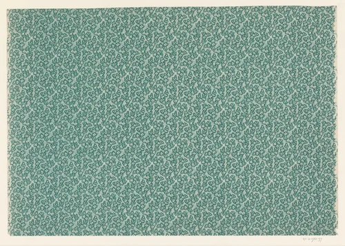 Blad met regelmatig patroon van bloemranken op puntenfond by anonymous, print, 1880-1950