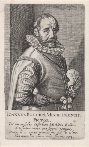 Portret van Hans Bol by Andries Jacobsz. Stock, print, 1610