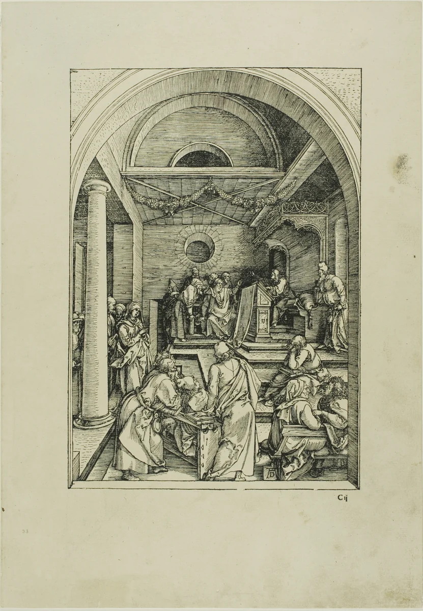 Christ Among the Doctors, from The Life of the Virgin by Albrecht Dürer, print, 1511