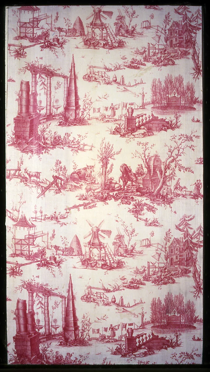 Le Tombeau de Jean Jacques Rousseau (The Tomb of Jean Jacques Rousseau) (Furnishing Fabric) by Jean Baptiste Huet, textile, 1778-1785