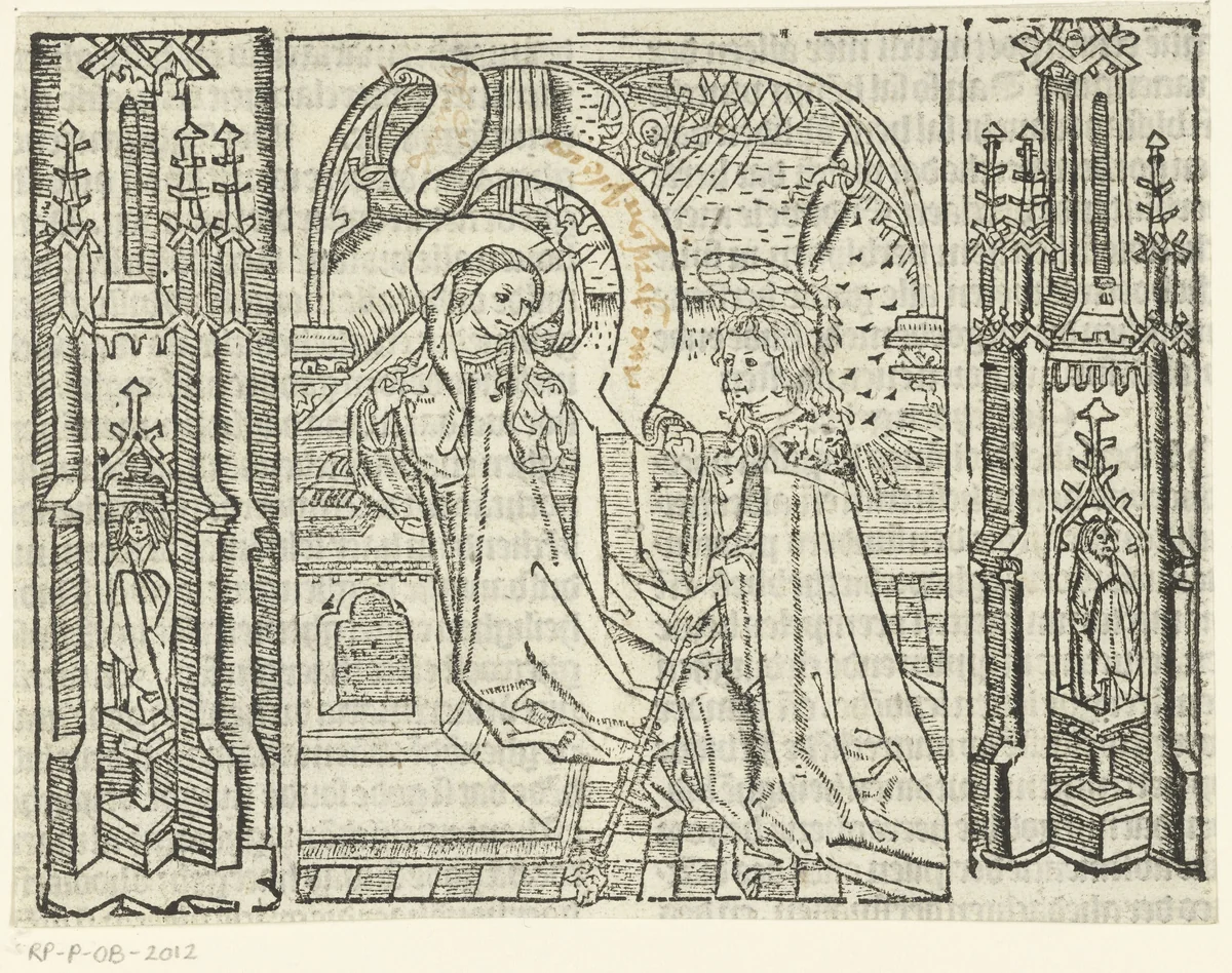 De annunciatie by Unknown, print, 1480-1500