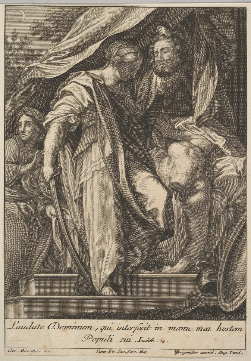 Judith slaying Holofernes by Johann Georg Bergmüller, print, 1705-1762
