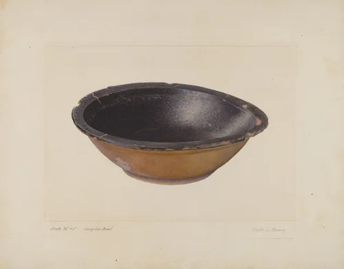 Glazed Clay Bowl by Clyde L. Cheney, index of american design, 1935-1942