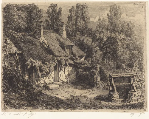 La chaumière au puits (Cottage with Well) by Eugène Bléry, portfolio, 1849
