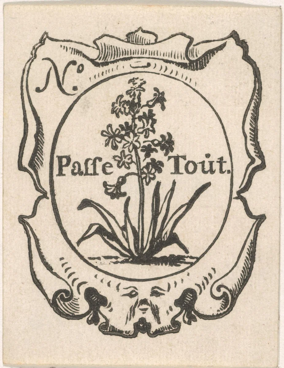 Handelsetiket met een hyacint by Isaac Vincentsz. van der Vinne, print, 1681-1740