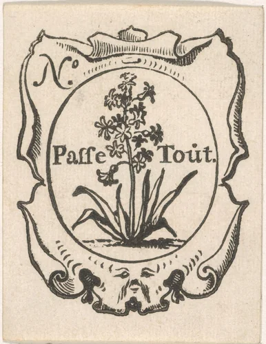 Handelsetiket met een hyacint by Isaac Vincentsz. van der Vinne, print, 1681-1740