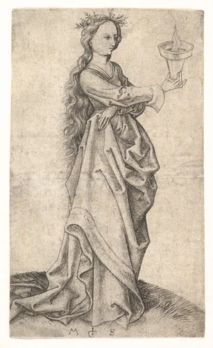 The Third Wise Virgin by Martin Schongauer, print, 1470-1491