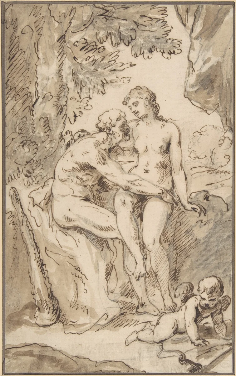 Venus, Mars, and Cupid by anonymous, drawing, 1700-1799