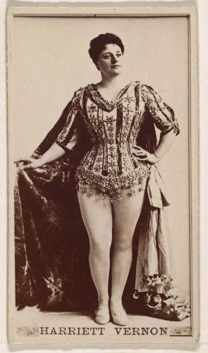 Harriett Vernon, from the Actresses series (N245) issued by Kinney Brothers to promote Sweet Caporal Cigarettes by Kinney Brothers Tobacco Company, photograph, 1890