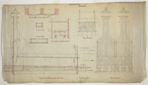 J.M. Brunswick and Balke Company Lumber Dryer, Chicago, Illinois, Elevation and Section by Adler & Sullivan, drawing, 1880-1885