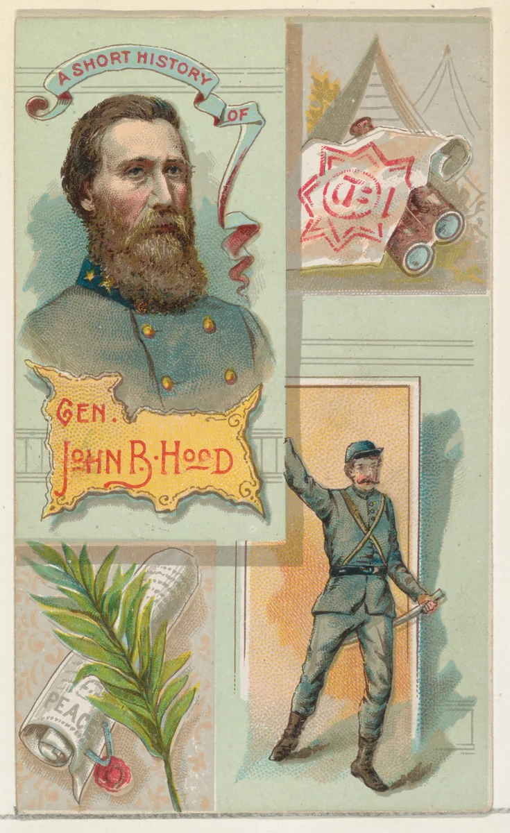 A Short History: General John Bell Hood, from the Histories of Generals series (N114) issued by W. Duke, Sons & Co. to promote Honest Long Cut Smoking and Chewing Tobacco by W. Duke, Sons & Co., print, 1888