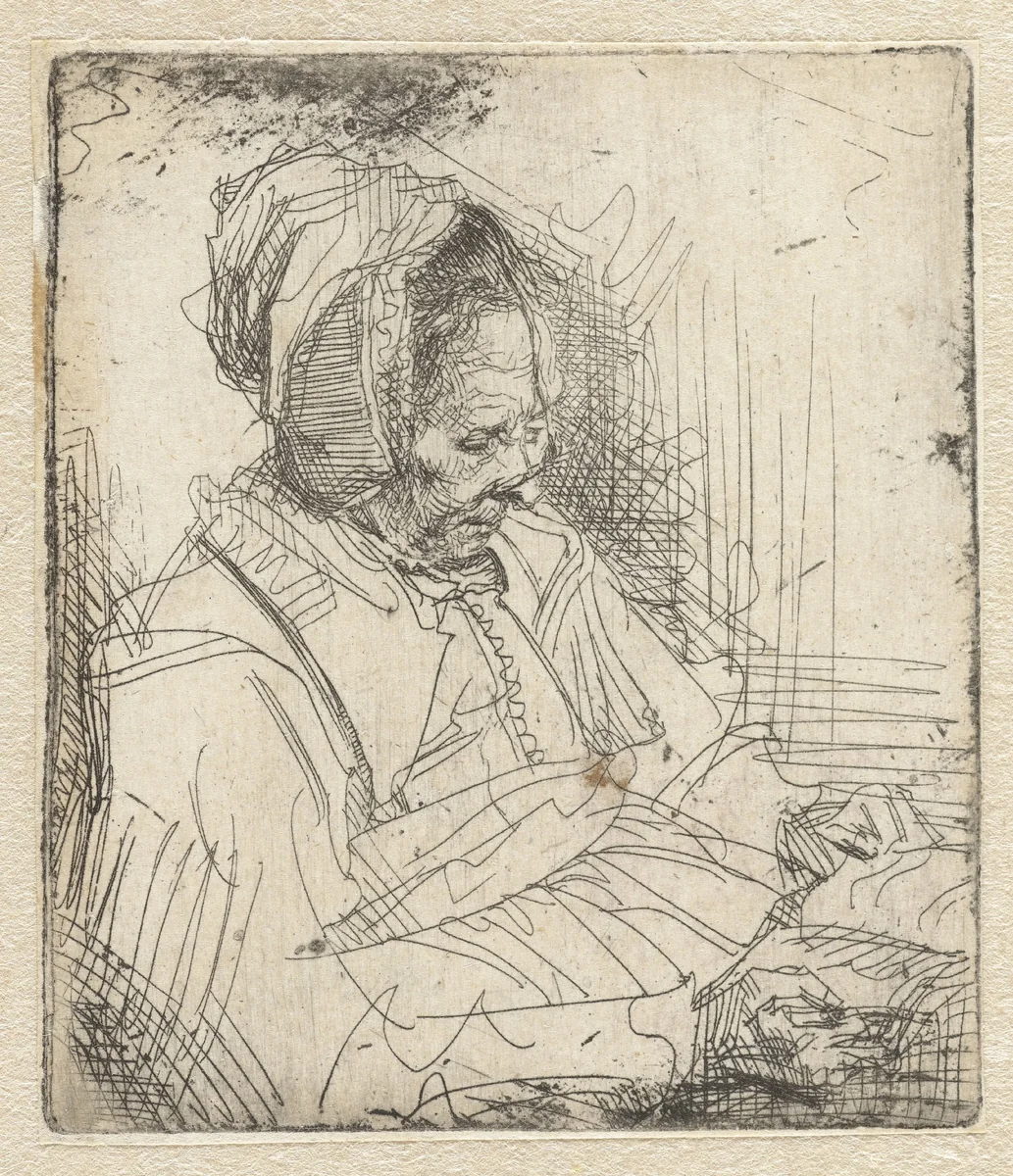 Lezende vrouw by Willem Drost, print, 1650-1655