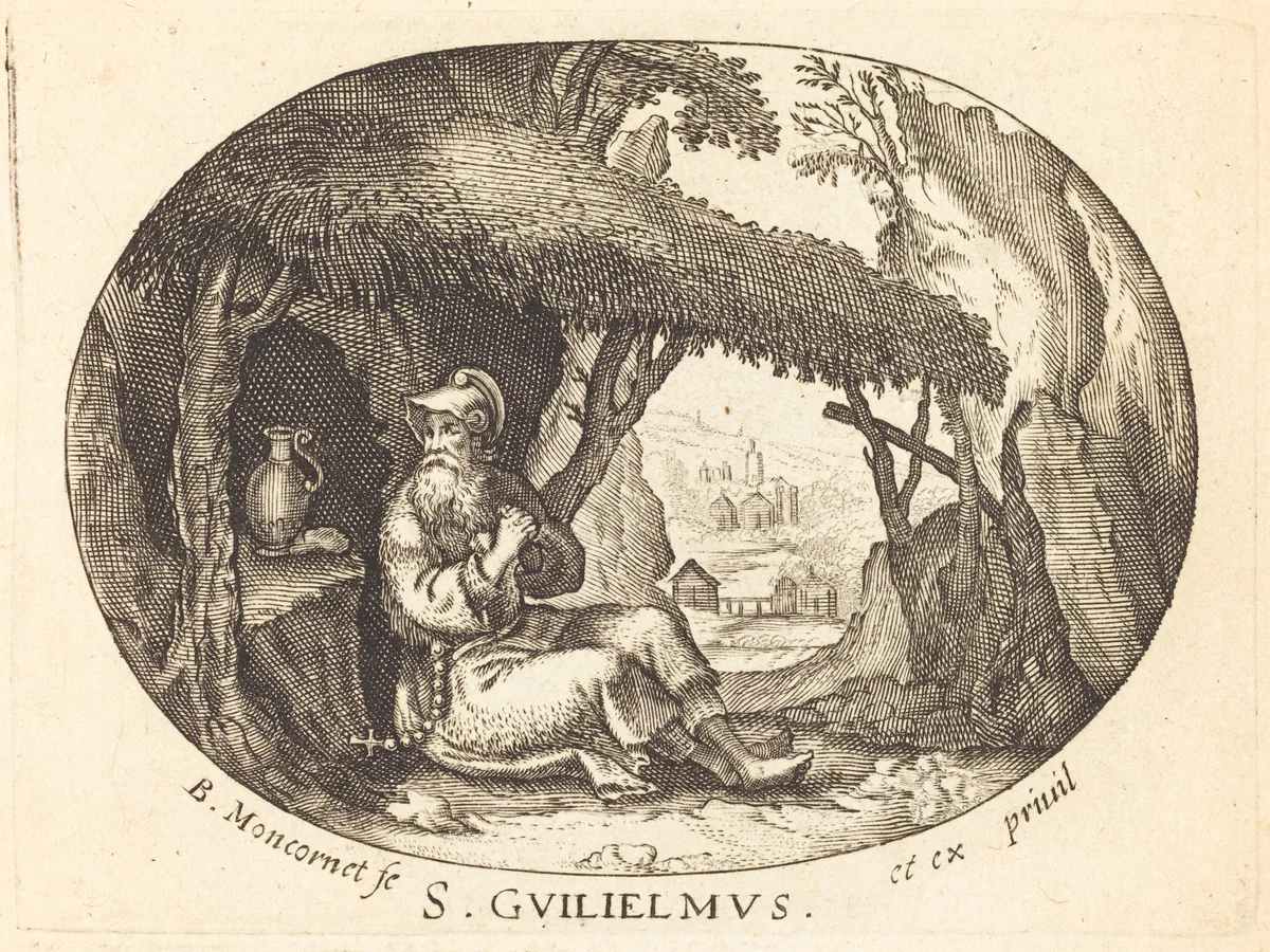 Saint William the Hermit by Balthasar Moncornet, print, 1600-1668