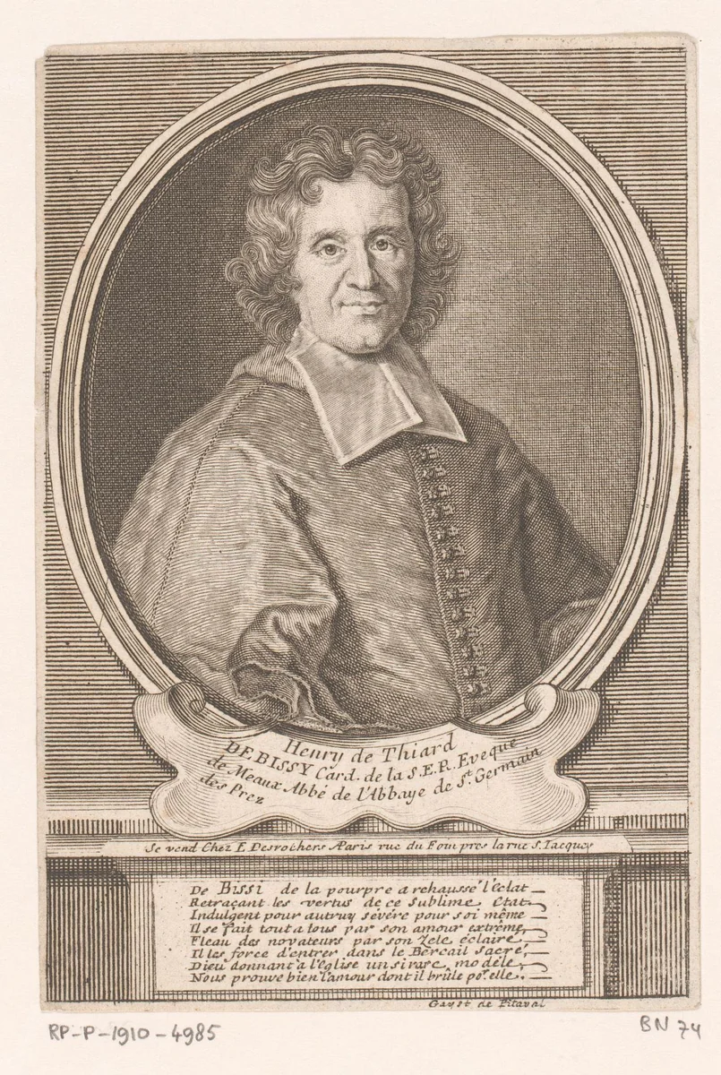 Portret van Henri de Thiard de Bissy by Étienne Desrochers, print, 1726