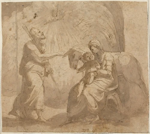 The Rest on the Flight into Egypt by None, drawing, 1500-1599
