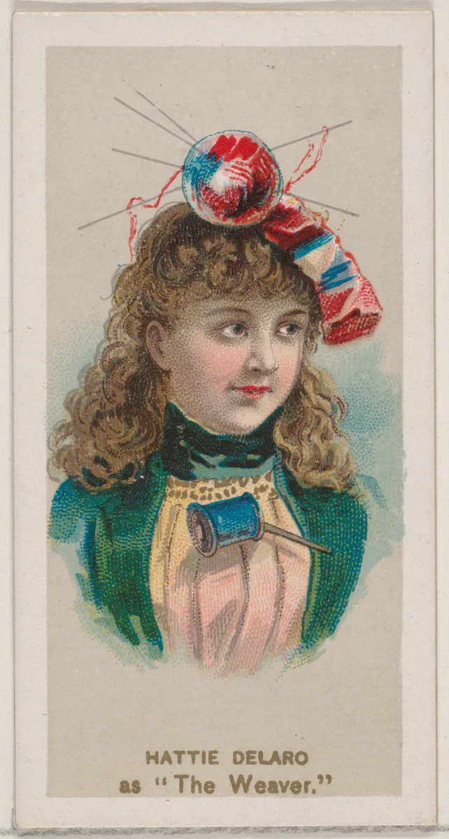 Hattie Delaro as "The Weaver," from the series Fancy Dress Ball Costumes (N73) for Duke brand cigarettes by W. Duke, Sons & Co., print, 1889