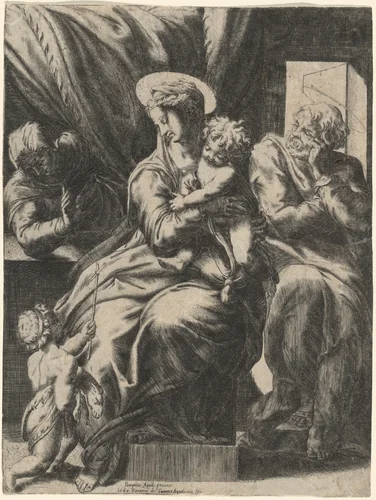Holy Family with Saint Elizabeth and the Young John the Baptist by Orazio de Santis; Pompeo Cesura, print, 1568