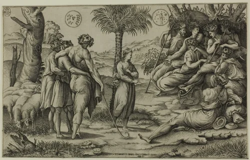 Joseph Explaining his Dreams by Nicolas Beatrizet
Raffaello Sanzio, print, 1541