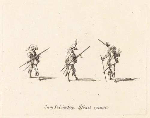 Drill with the Musket by Jacques Callot, print, 1634-1635