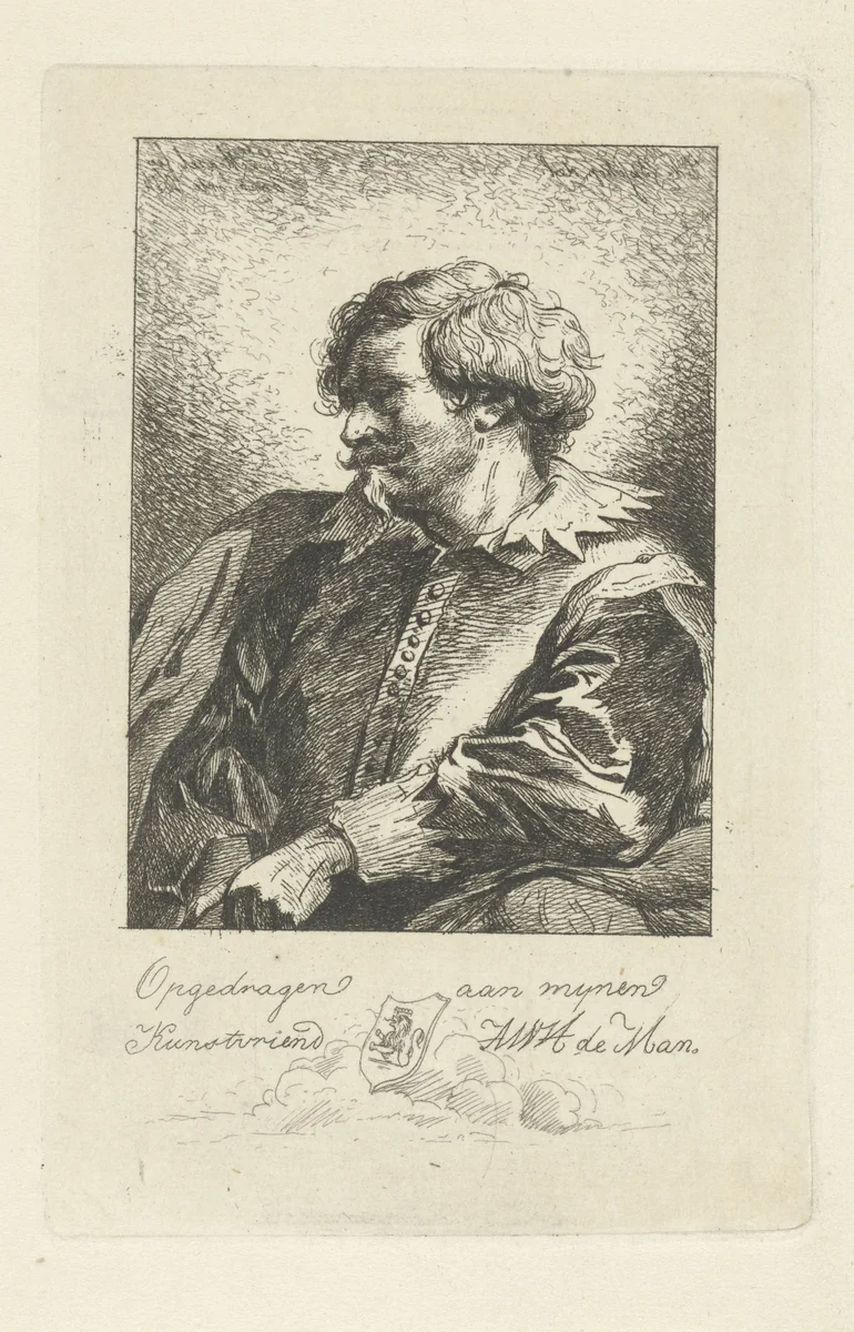 Portret van een man by Jean Zacherie Mazel, print, 1802-1884