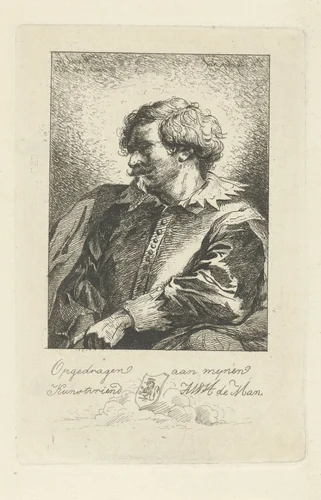 Portret van een man by Jean Zacherie Mazel, print, 1802-1884