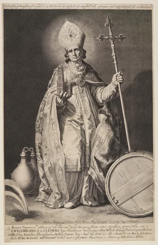 St Willibrord, plate 2, from The Bishops of Utrecht by Cornelis Bloemaert, print, 1626