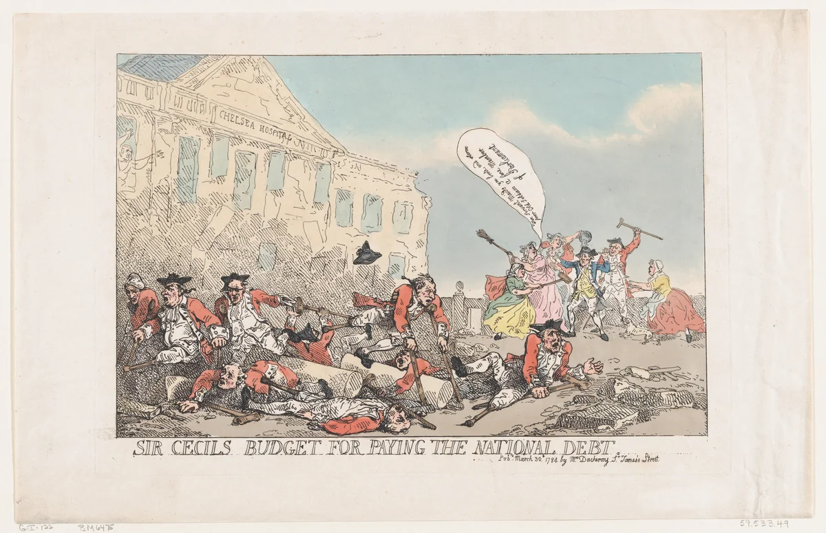 Sir Cecils Budget For Paying The National Debt by Thomas Rowlandson, print, 1784