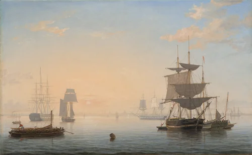 Harbor of Boston, with the City in the Distance by Fitz Henry Lane, painting, 1846-1847