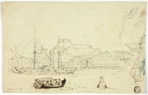 Seaport with Fortress by William John Huggins, drawing, 1801-1845