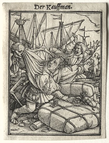 Dance of Death: The Merchant by Hans Holbein the Younger, print, 1521-1531
