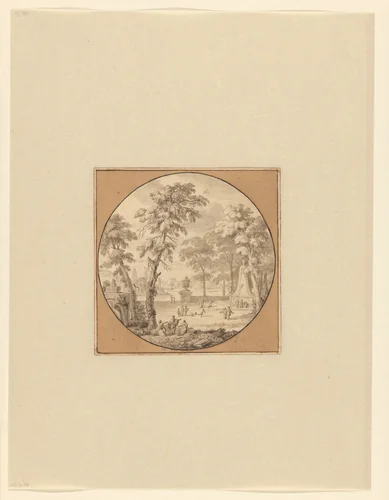 Arcadisch landschap by Theodor Lubienitzki, drawing, 1663-1726