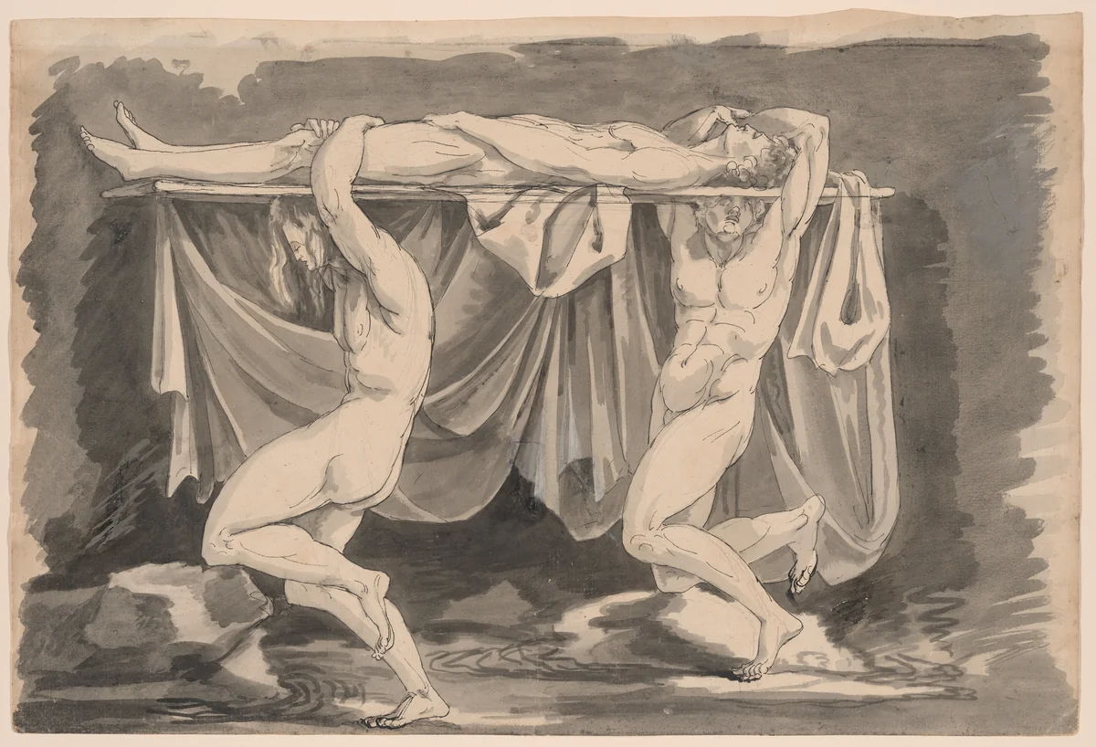 A Hero Born on a Bier, from The Master of Giants Portfolio by Prince Hoare, print, 1779