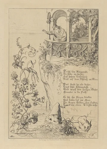 Illustrated Poem "The King of Thule" (Der Koenig von Thule – Goethe) by Johann Wolfgang von Goethe, print, 1847