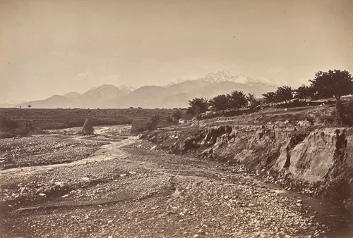 Safed Sang River and Old Bridge by John Burke, photograph, 1878-1880