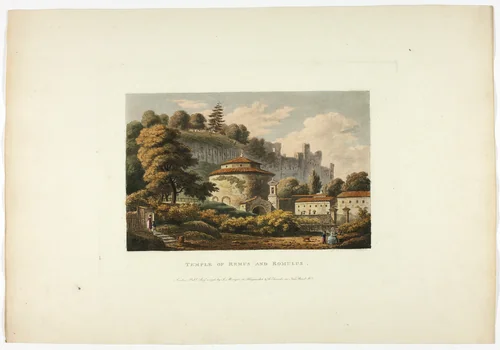 Temple of Remus and Romulus, plate sixteen from the Ruins of Rome by M. Dubourg, print, 1796