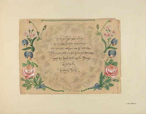 Zoar Decorated Painting by Jerry Guinta, index of american design, 1938