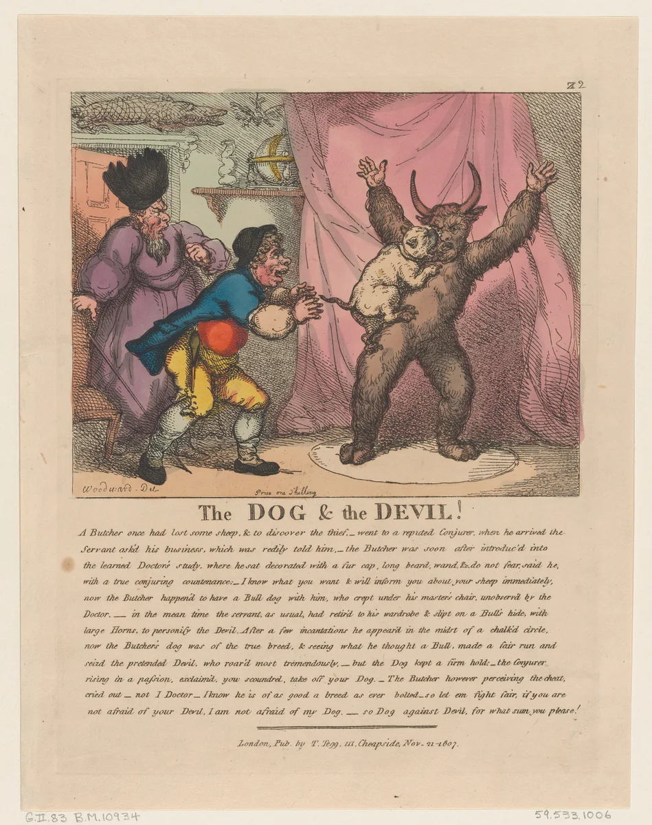 The Dog & The Devil by Thomas Rowlandson, print, 1807
