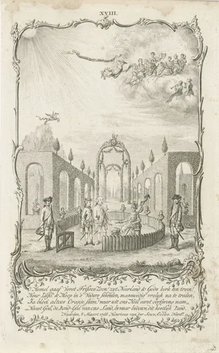 Decoratie op het huis van Henricus van der Souw te Naarden, 1766 by Noach van der Meer, print, 1776