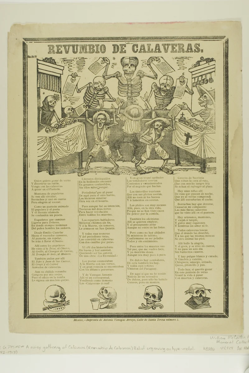 A Noisy Gathering of Calaveras by José Guadalupe Posada, print, 1871-1913