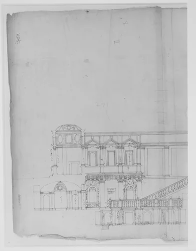 Villa Giulia, section by anonymous, drawing, 1500-1550