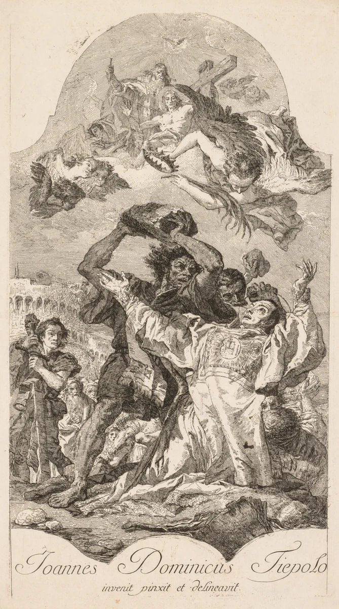 Martyrdom of St. Stephen by Giovanni Domenico Tiepolo, print, 1747-1804
