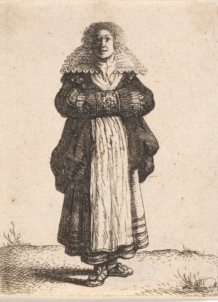 Vrouw met mof by Jan Gillisz van Vliet, print, 1635