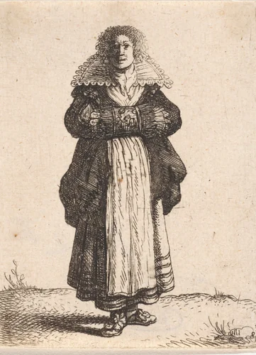 Vrouw met mof by Jan Gillisz van Vliet, print, 1635